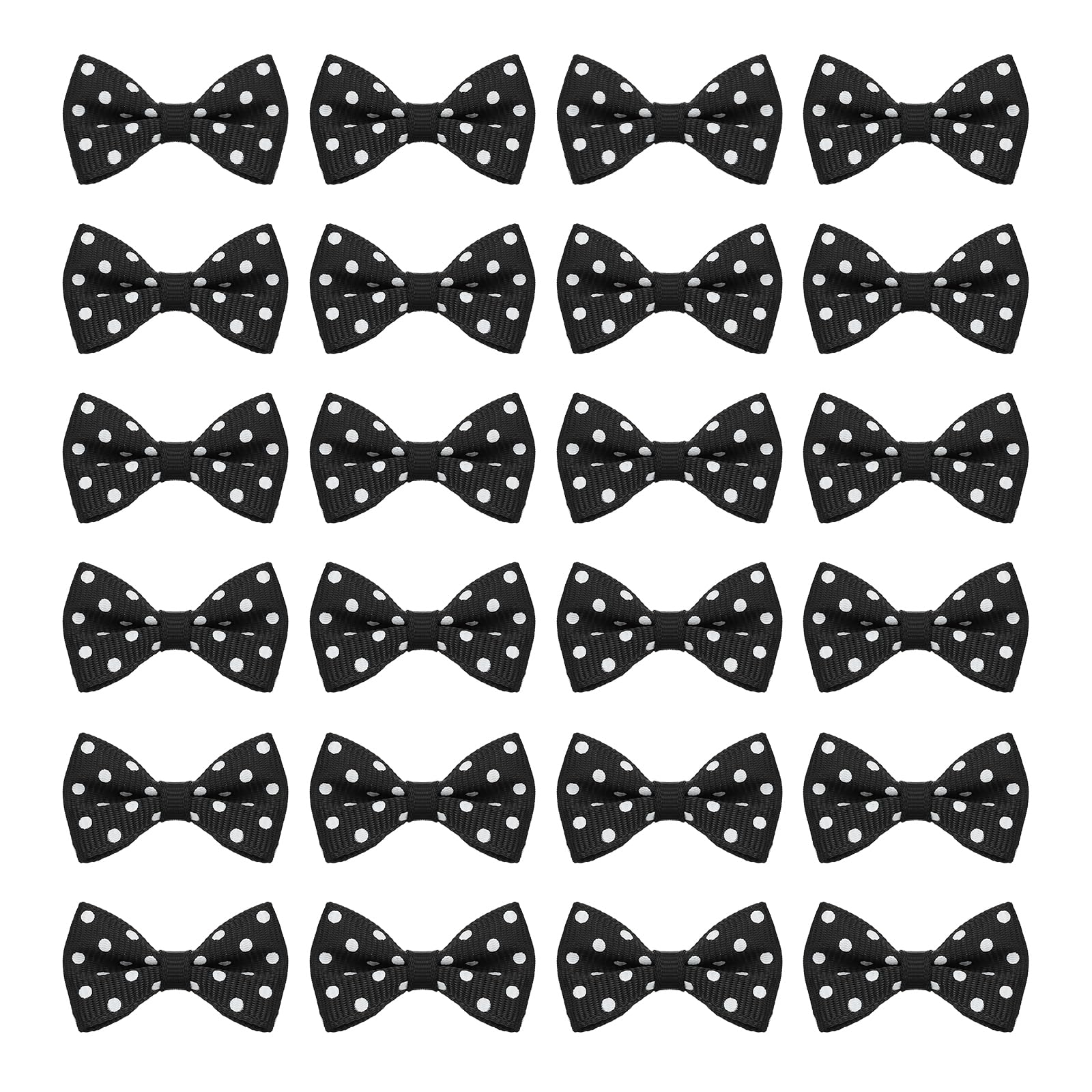 PATIKIL 1.5" Mini Bows for Crafts, 100 Pcs Grosgrain Ribbon Mini Bow Ties Printing Small Bows for DIY Sewing Hair Clips Scrapbooking Gift Decor, Black