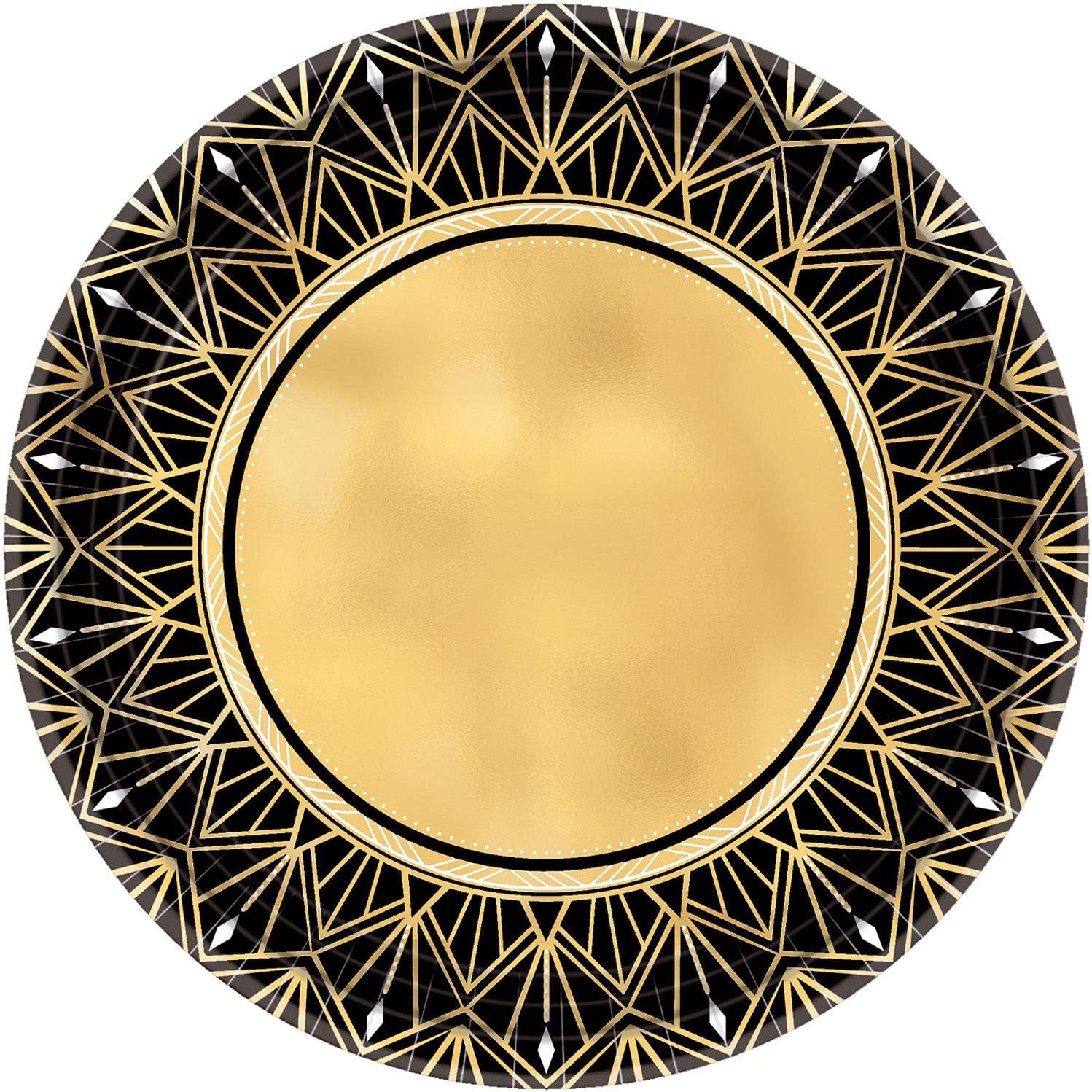 Amscan 10022558 Glitz & Glam Metallic Dinner Plates Hollywood Theme, Paper, Multicolor