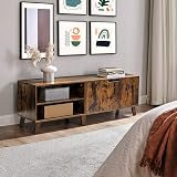 VASAGLE TV Stand 140 cm with 2 Doors Rustic Brown LTV027X01 65 Inch TV view 3