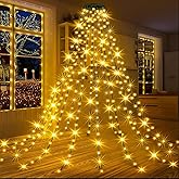 AHAWILL Christmas Decoration Lights, 240-LED Waterproof String Lights with Star Topper, 8 Light Modes for Christmas Tree Decoration, Holiday, Wedding (Warm)