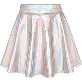 KEREDA Girls Metallic Skater Skirts Shiny Flared Holographic Skort