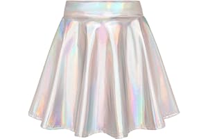 KEREDA Girls Metallic Skater Skirts Shiny Flared Holographic Skort