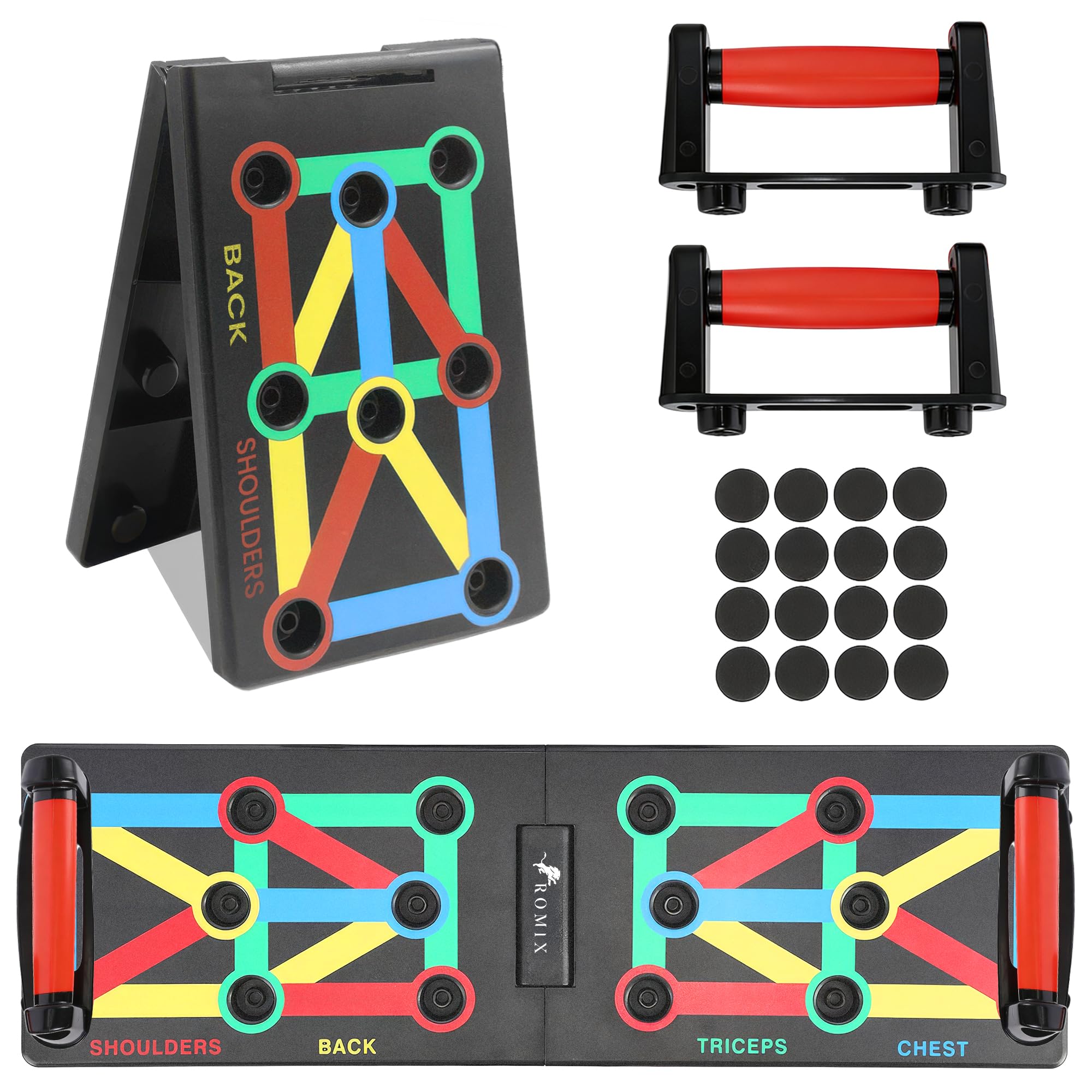 ROMIX Foldable Push Up Board, Multifunctional Portable Press Up Board for Men and Women, Burn Fat Strength Training Equipment for the Muscles of the Upper Body, Shoulders, Chest, Back and Triceps