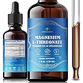 HERBALICIOUS Magnesium Complex Liquid with Vitamin D3 & B6 – High Absorption Citrate, Glycinate & L-Threonate – Supports Energy, Mood, Relaxation, Bone Health & Immunity – 4 oz Liquid Drops