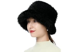 RULALA FANCY Women's Faux Fur Bucket Hat Teddy Style Cloche Hat Winter Furry Warm Fisherman Cap