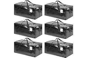 ‎CHVEGLUZ CHVEGLUZ 6 Packs Moving Bags Heavy Duty Extra Large,Storage Bags with Zipper&Handles, Sturdy&Durable Clothes Storage Bags Totes for College Dorm Essentials, Moving Boxes for College Supplies, Black