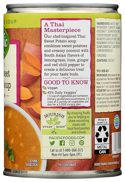 PACIFIC FOODS, ORGANIC THAI SWEET POTATO SOUP, 16.3 OUNCE