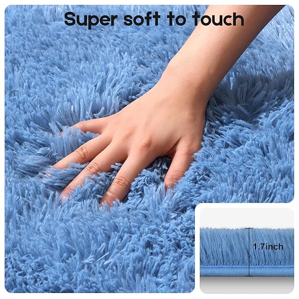 MHYUP BLUE AREA RUGS 9X12 LIVING ROOM BEDROOM, FLUFFY LARGE RUG SOFT SHAG NON-SLIP CARPET FOR KIDS BOYS AND GIRLS ROOM DORM HOME DECOR (9FT X 12FT)