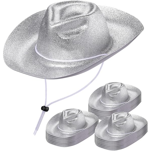 Breathffy 4 Pcs Silver Cowboy Hat Felt Western Glitter  display picture 2