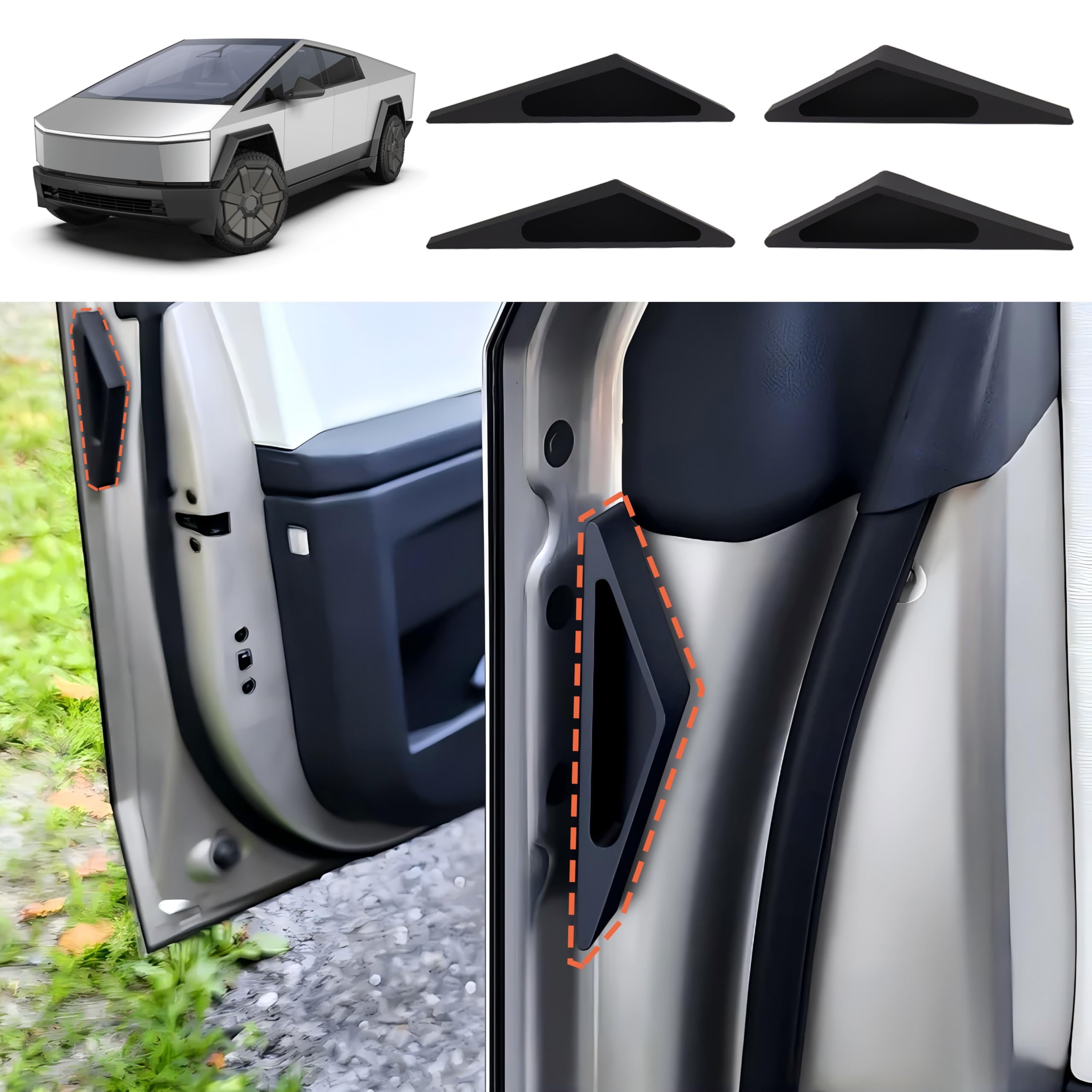 Photo 1 of SHUNLONG Cyber Truck Door Handle Silicone Anti-Fingerprint for Tesla Cybertruck Accessories 2025 2024,Lightweight,Labor-Saving,Skin-Friendly,Soft and Cushioning for Safety(Black,4pcs,Silicone)