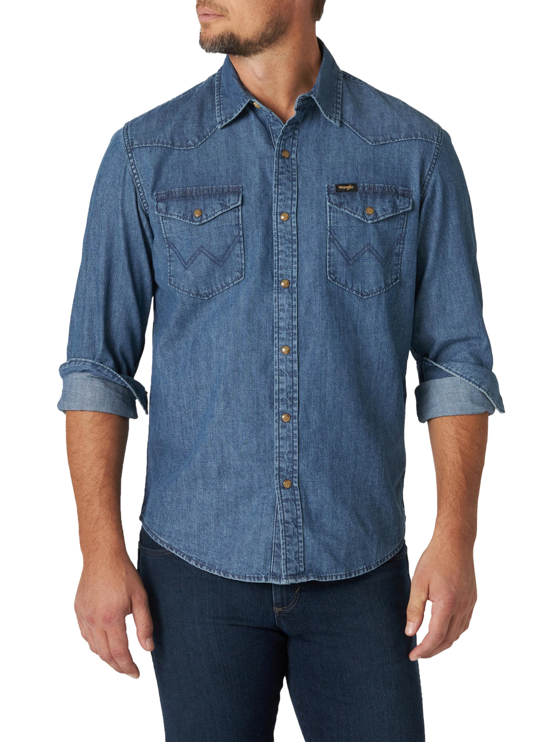 Photo 1 of *** UNKNOWN  SIZE**Iconic Denim Regular Fit Snap Shirt