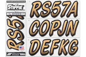 STIFFIE Whipline Tan/Black 3" Alpha-Numeric Registration Identification Numbers Stickers Decals for Boats & Personal Watercraft