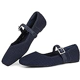 CELNEPHO Flats for Women Square Toe Ballet Flats Shoes Comfortable Dressy Knit Flats for Women Arch Support Slip On Washable Casual Office Shoes
