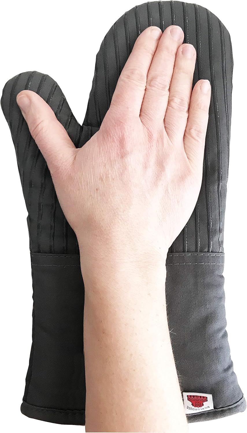 Big Red House Oven Mitts, with The Heat Resistance of Silicone and Flexibility of Cotton, Recycled Cotton Infill, Terrycloth Lining, 480 F Heat Resistant Pair Grey: Home & Kitchen