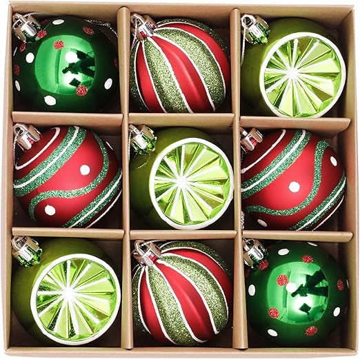 Weihnachtskugeln Set 70 Stück | Rot-Grüne Christbaumkugeln Aus Kunststoff | Wiederverwendbar