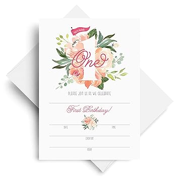 Amazon Com 1st Birthday Invitations With Envelopes 5x7 First Bday
