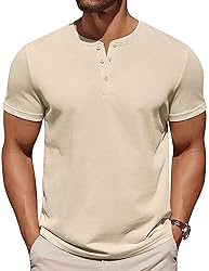 COOFANDY Tshirts Shirts for Men Cotton Henley Tee