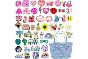 Kinearcharms Charms for Bogg Bag Accessories 50Pcs Cute PVC Rubber Hawaiian Summer Beach Bag Charms fits for Bogg Simply Southern Beach Totes Bags Party gift for Women Girls and Kids