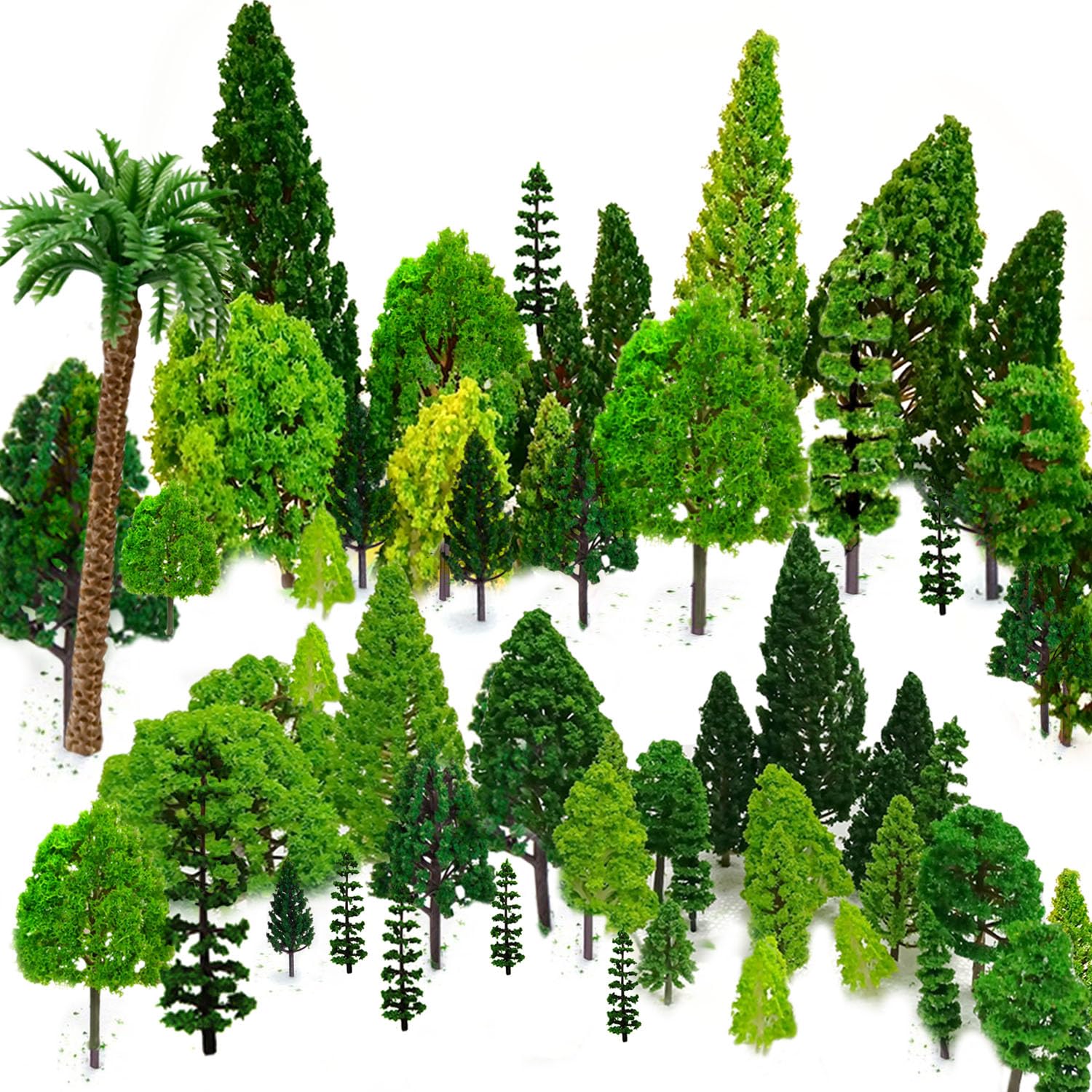 OrgMemory 29 pieces model building trees (4-16 cm), h0 trees, tabletop terrain, track, mixed forest trees with no stands, the trees do not stand independently