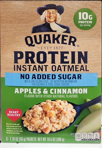 QUAKER PROTEIN INSTANT OATMEAL APPLES & CINNAMON NO ADDED SUGAR