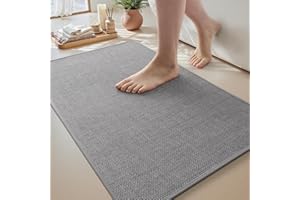 MontVoo Bath Mat Rug-Ultra Thin Non Slip Bath Mats for Bathroom Mat Quick Dry, Rubber Backing Washable Bathroom Rugs Fit Under Door, Absorbent Bath Rugs for Floor,17"x24",Grey