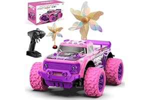 iDrone Remote Control Car for Girls: 1:20 Scale Pink Purple Rc Truck with LED Light and DIY Windmills - 20Km/h All Terrain Fast RC Cars, 2.4GHz Monster Truck Toys for Kids Gift