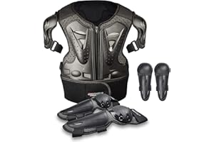 ElCYCO Kids Motorcycle Armor Suit Dirt Bike Gear Chest Protector Motocross for Kids Dirt Bike Chest Protective Gear with Elbow Knee Pads Guards for Cycling