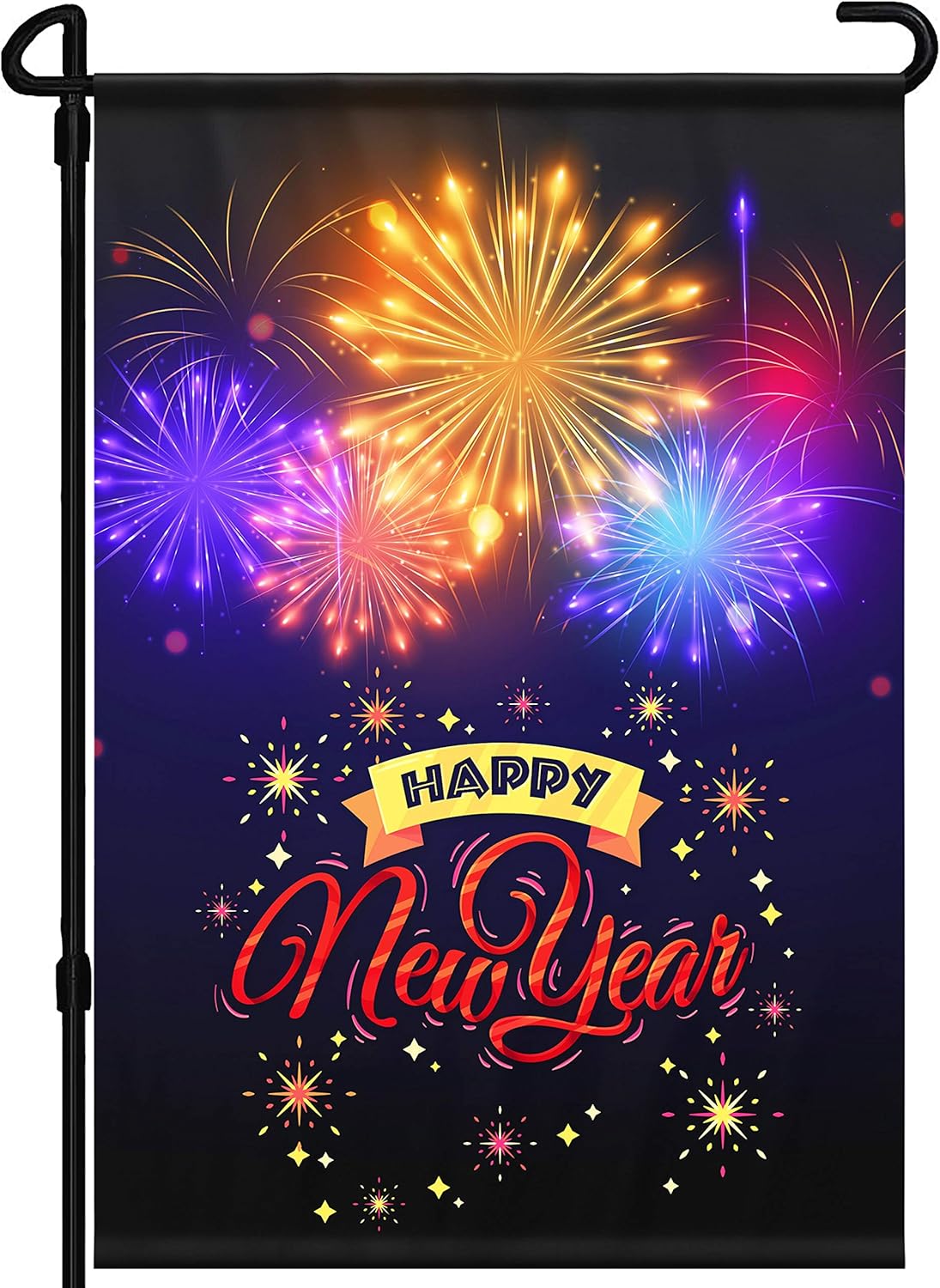 AMERICAN RAVEN Happy New Year Yard Flags Fall Garden Flags |Premium Quality| Burlap, Polyester, |Double Sided| Yard Flag. Fall Decor, Outdoor Decor Yard Garden Flag (Happy New Year - 12.5