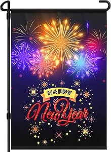 AMERICAN RAVEN Happy New Year Yard Flags Fall Garden Flags |Premium Quality| Burlap, Polyester, |Double Sided| Yard Flag. Fall Decor, Outdoor Decor Yard Garden Flag (Happy New Year - 12.5