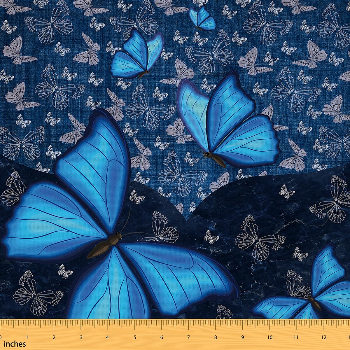 Butterfly Fabric by The Yard Butterflies Print Waterproof Outdoor Fabric Beautiful Butterfly Upholstery Fabric for Chairs Animal Blue Grey Outdoor Fabric 1 Yard (L92*W150cm)