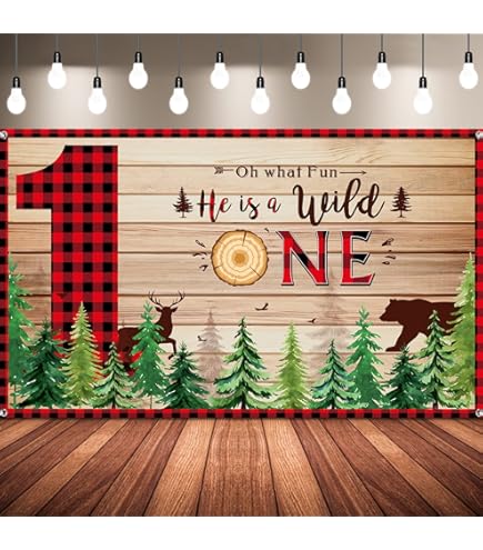 Lumberjack First Birthday Decorations - Wild 1st Party Supplies With Buffalo Plaid