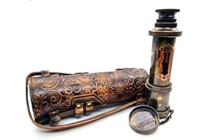 5MOONSUN5 Pirate Brass Telescope, Spyglass Collapsible Monocular Decorative Telescope with Glass Optics for Travel, Hiking, Hunting, Navigation with High Resolution, with Lid and Finish by Black Antique