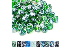 Skyflame 10-Pound Fire Glass Diamonds for Fire Pit Fireplace Landscaping, 1/2 Inch Reflective Glass Fire-Diamonds, Emerald Green