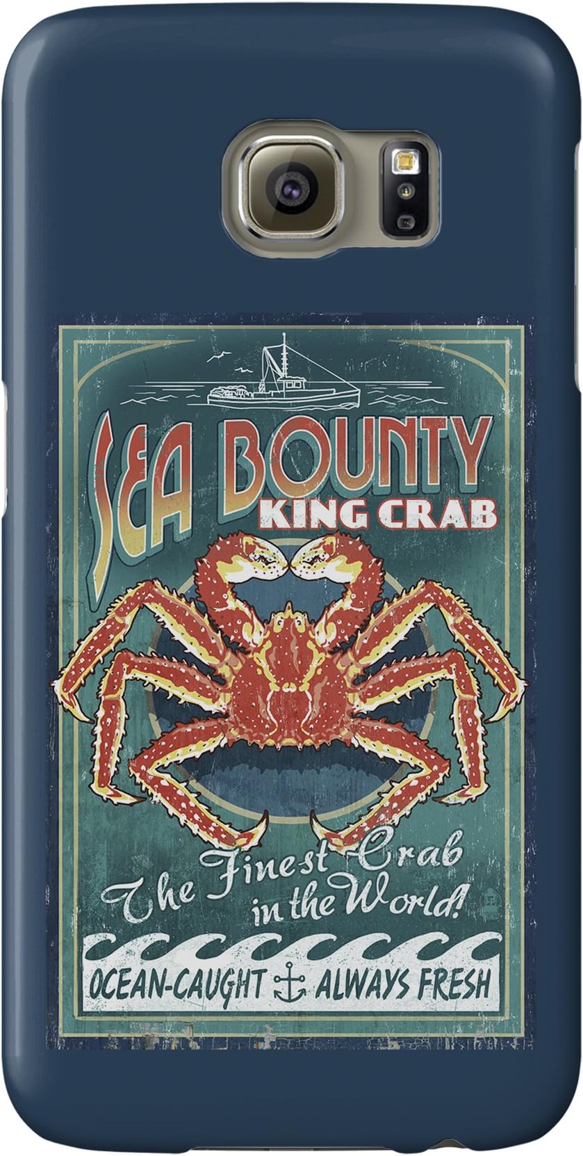 King Crab - Vintage Sign (Galaxy S6 Cell Phone Case, Slim Barely There)