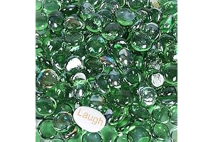 Ausluru 11LB Fire Glass Beads Flat Glass Marbles for Outdoor Fire Pit and Fireplace, Glass Gemstones for Vase Filler, Aquariums, Hydroponics Plants, Home Decor and Christmas DIY Craft, Green