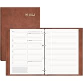 EMSHOI Undated Hourly Daily Planner, 240 Pages, A4 Size (9.2" x 12") | To Do List Notebook, Leather Hardcover with Gift Box, Refillable Binder, Schedules, for Productivity &amp; Appointments (Coffee)