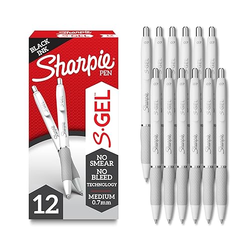 Sharpie S-Gel Gel Pens, Pearl White Body, Black Ink, Medium Point