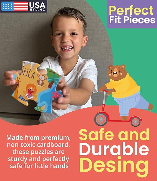 FLOOR PUZZLES FOR KIDS AGES 3-5 4-6 EDUCATIONAL 48 PIECE ANIMALS OF THE WORLD WITH 2 GIANT COLORING POSTERS PRESCHOOL LEARNING TOY GEOGRAPHY CONTINENTS OCEANS FUN GIFT SCREEN FREE FAMILY PLAYTIME