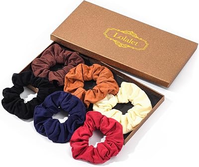 Lolalet Cotton Scrunchies Elastic Hair Bands 6 Pack Ponytail Holders Women Girls
