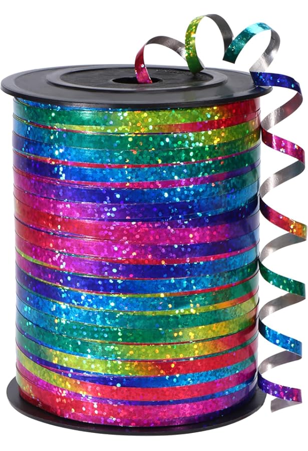 12 Rolls Glitter Curling Ribbon Set - 60ft Each, 12 Metallic Colors For Balloons & Gift Wrapping