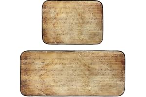 YETTASBIN Vintage Music Note Kitchen Rugs Set of 2, Waterproof Non-Slip Large Floor Mat Anti Fatigue Standing Mat for Office,