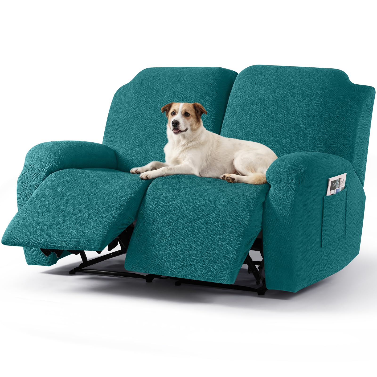 Timeles Extra Wide Recliner Loveseat Cover Oversized Reclining Couch Covers Sofa Slipcovers Stretch Soft Washable (Two-Seater Oversized, Emerald Green)