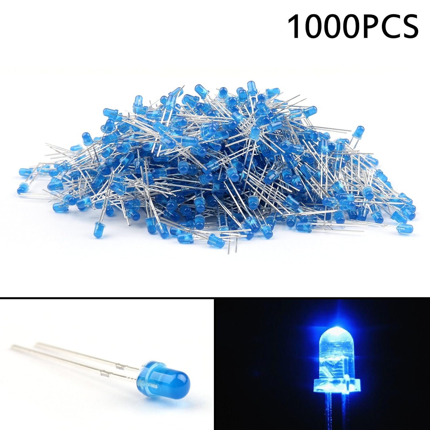 1000Pcs 3mm Blue Color Diffused LED Light Round Top Emitting