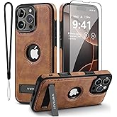 WTCASE Magnetic for iPhone 16 Pro Max Leather Case,Built-in Invisible Stand [Compatible with Magsafe] Protective Slim Kickstand Phone Cover Compatible with iPhone 16 Pro Max (2024) 6.9" (Brown)