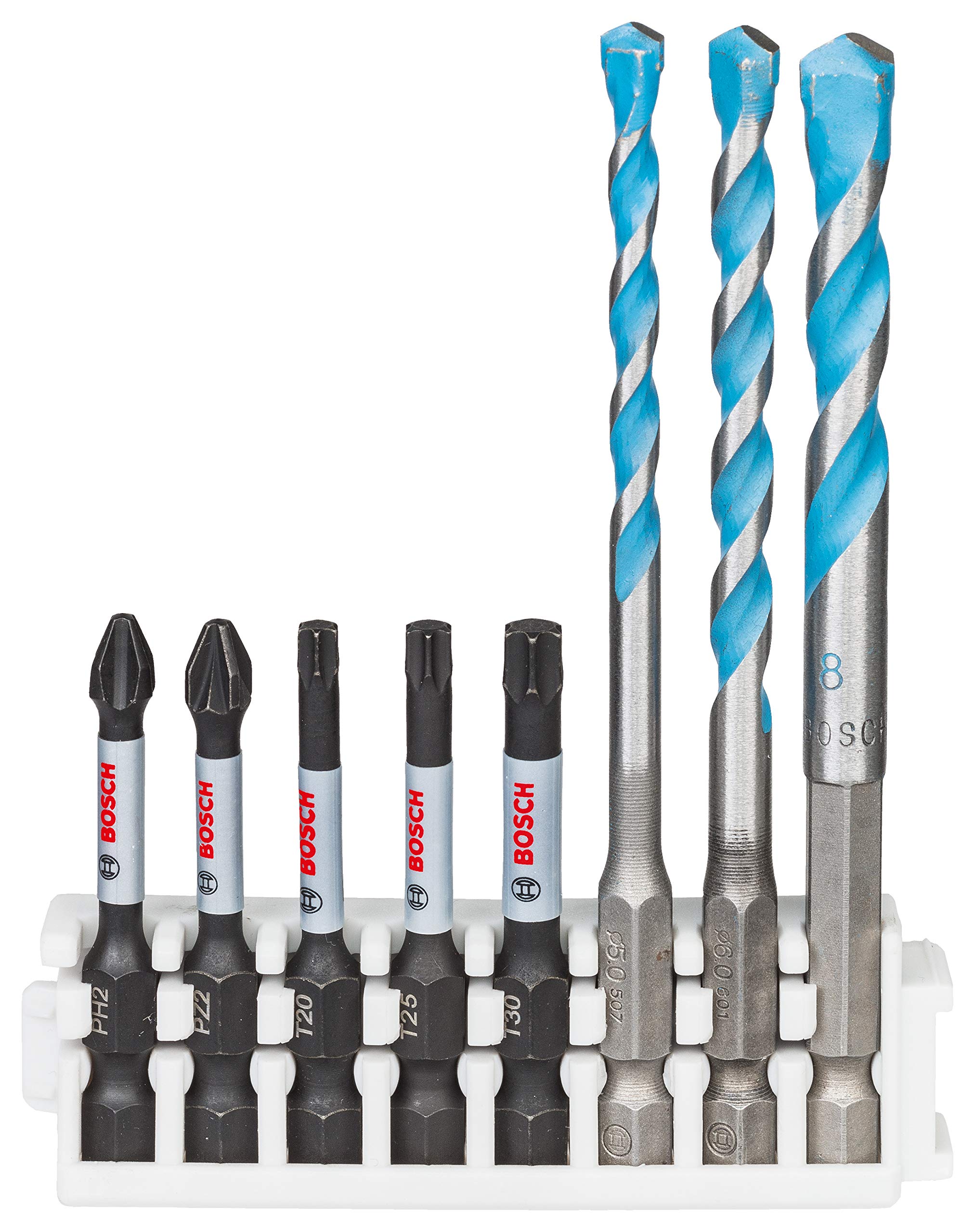 Bosch Professional 8-piece Impact Control Screwdriver Bit & Multi-purpose Drill Bit Set (Pick and Click, impact driver accessories)