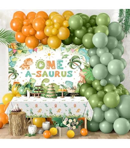 Dinosaur 1st Birthday Party Decorations - One A Saurus Theme With Balloons & Banners