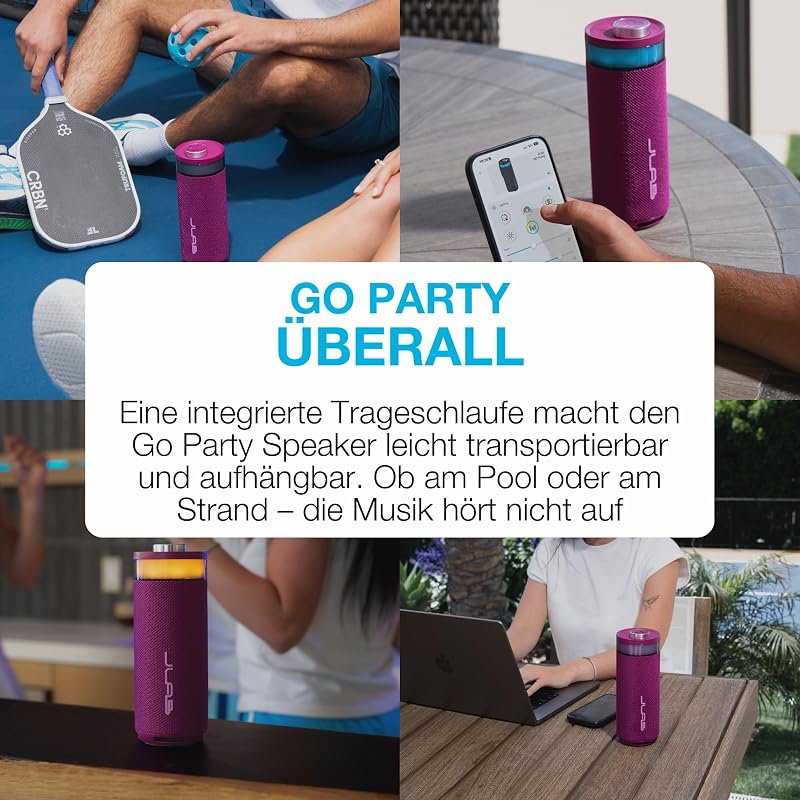 Go Party Tragbarer Bluetooth Lautsprecher 16H+ Akku, Mulberry