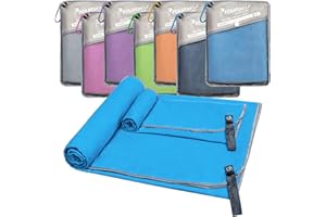 SYOURSELF 2 Pack Microfiber Camping Towel, Quick Dry Towel, Soft Absorbent Compact Travel Gym Workout Sweat Towel for Beach Yoga Swim Travel Camping Hiking Backpack Essentials (XL:72"x32"+12"x24")