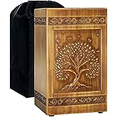 Wood Urn for Ashes for Women Tree of Life Carving Cremation Urns for Human Ashes Adult Male Female - Large 270 Cubic Inch, Funeral Memorial Decorative Urn Box with Satin Bag