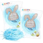 Edible Easter Grass, Basket Stuffer Essentials, Fruit Flavored, Dessert Topper or Springtime Decor (Pack of 2) (Blue)